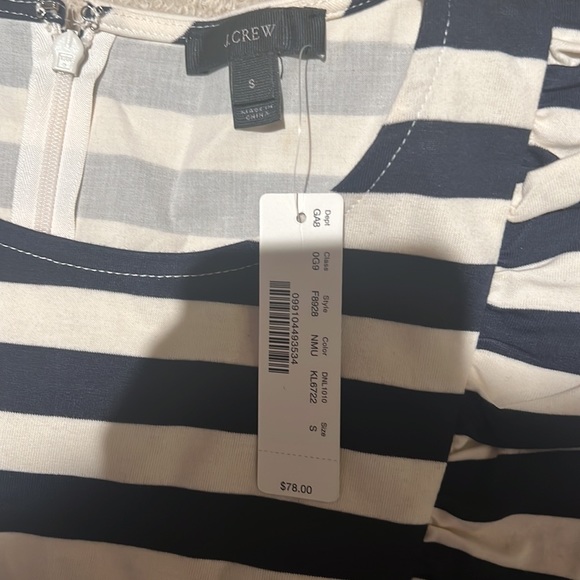 Jcrew navy and cream ruffle peplum top sz s NWT - Picture 3 of 7